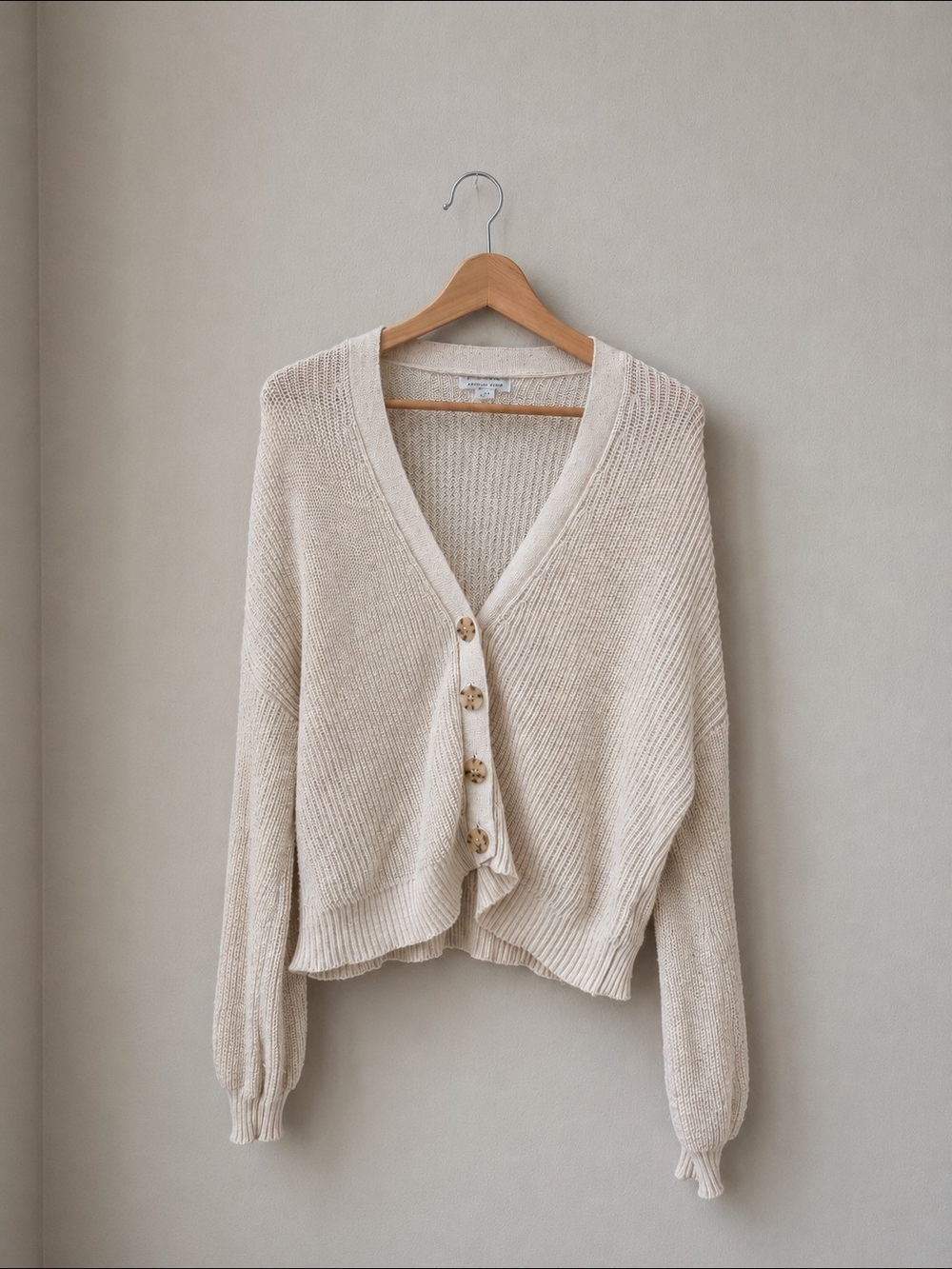 American Eagle Cream Front Button Cardigan